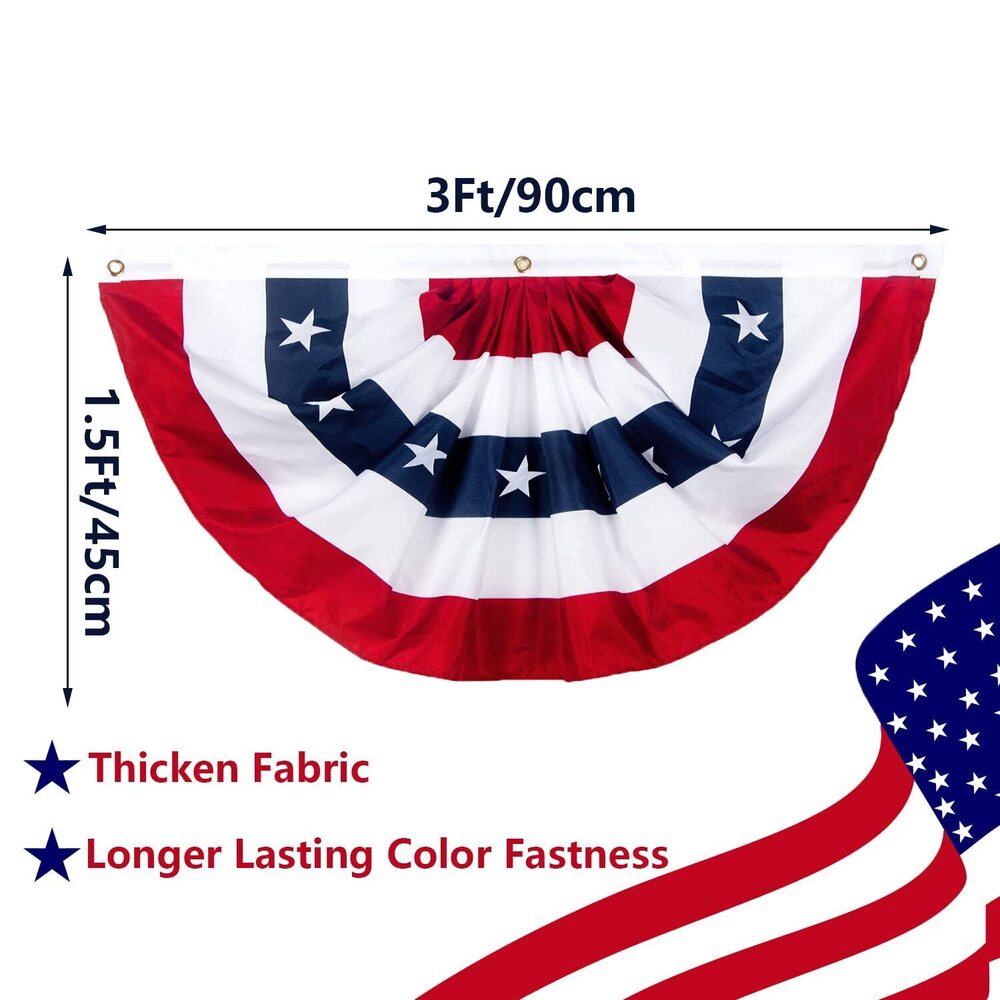 American Patriotic Bunting Flag, American Flag Bunting1.5x3Ft for Outside - Picture 2 of 7